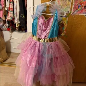 Girls Pink & Teal Sparkle Tulle Princess Costume Dress